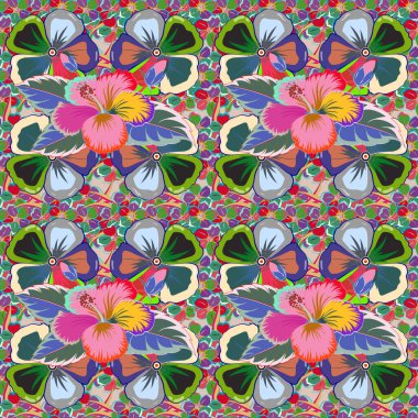 Mavi ve pembe renklerde kusursuz el çizimi vektör deseni.