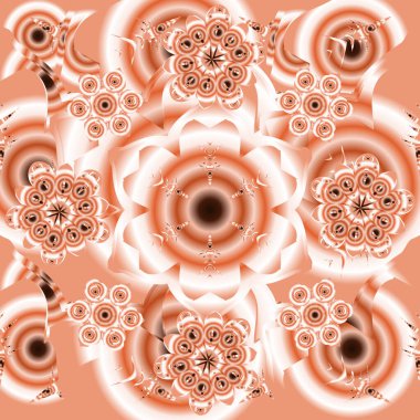 Soyut geometrik dikişsiz desen. Art deco tarzı, modaya uygun klasik tasarım öğesi. Pembe, bej ve turuncu renkte elementlerle güzel bir artdeco şablonu var. Vektör karışık ızgarası.