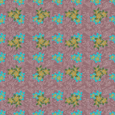 Raster çiçeği, sarı ve mavi renklerde kusursuz desen..