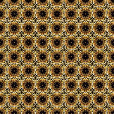 Elle çizilmiş güzel bir tasvir. Zarif turuncu, yeşil ve sarı desenli, çiçekli ve Mandala elementli..