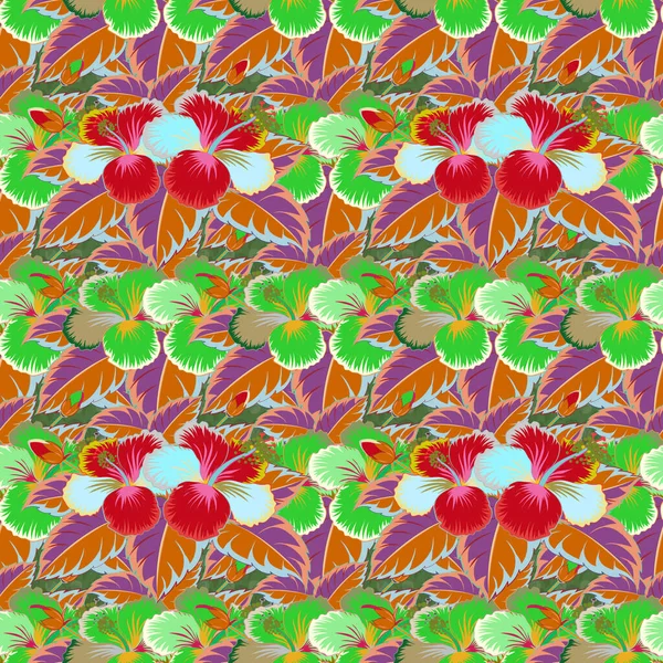 Texture Sans Couture Ornement Floral Dans Les Couleurs Vert Orange — Image vectorielle