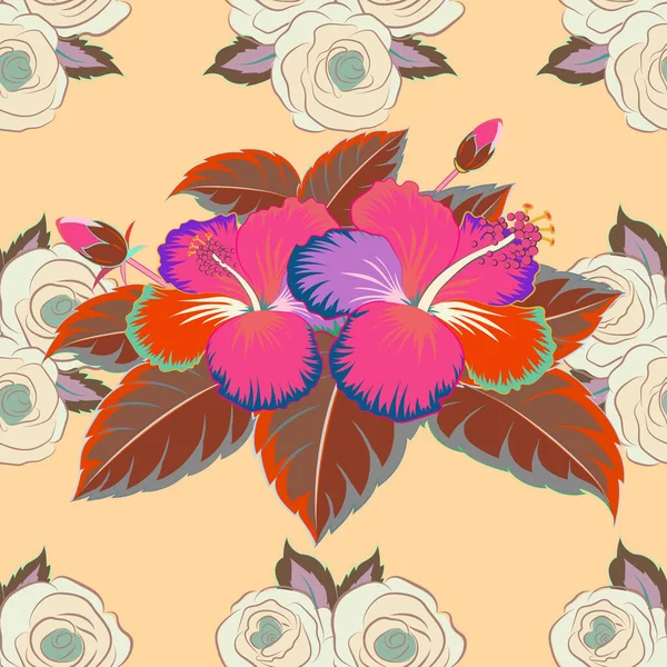 Design Été Concept Fleur Vectorielle Motif Floral Sans Couture Peut — Image vectorielle