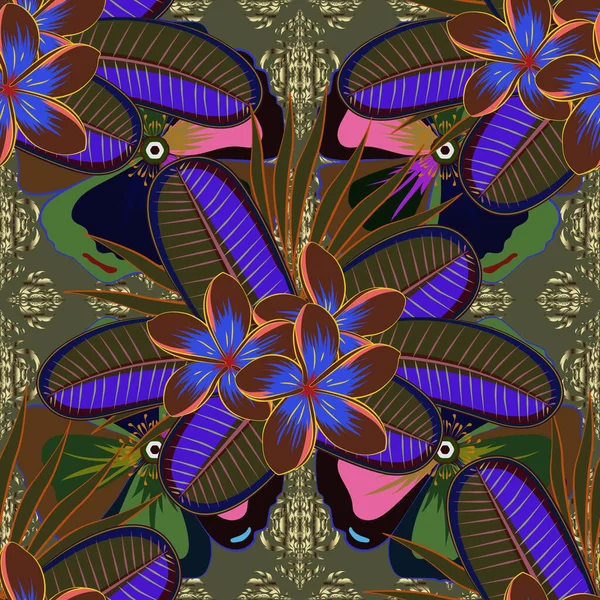 Illustration Vectorielle Papier Printemps Avec Des Fleurs Abstraites Plumeria Mignon — Image vectorielle