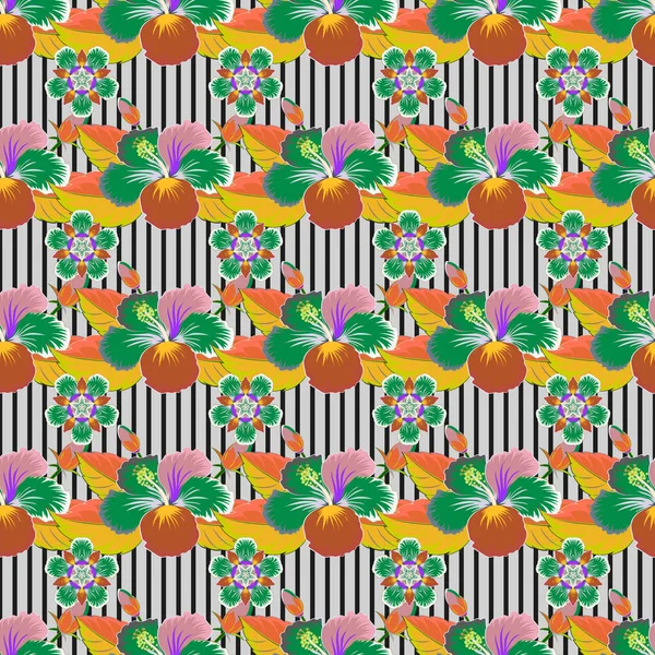 Trendiges Nahtloses Blumenmuster Vektorillustration Mit Vielen Kunterbunten Blumen — Stockvektor