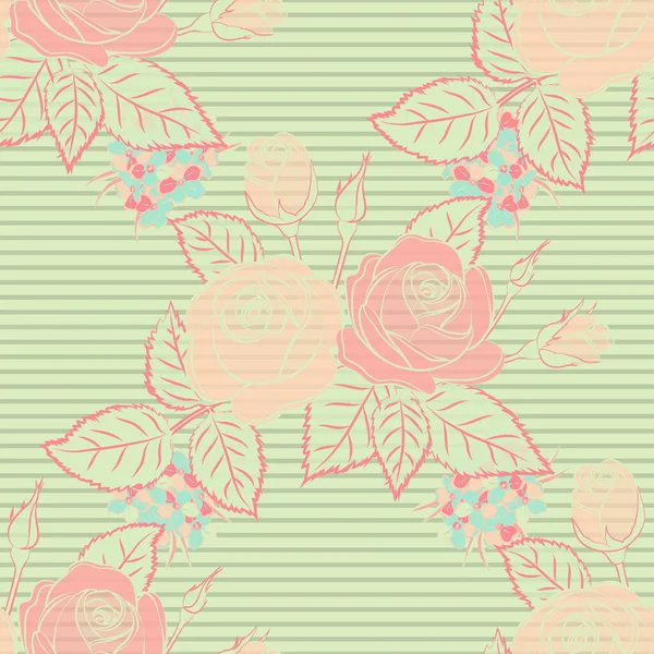 Estilo Boceto Doodle Ilustración Dibujada Mano Patrón Floral Sin Costura — Archivo Imágenes Vectoriales