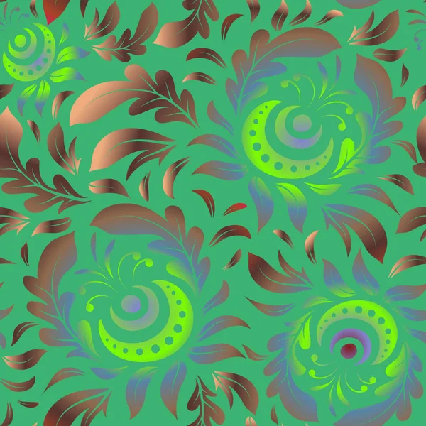 壁纸巴洛克 紫罗兰 棕色和绿色装饰 没有缝隙的背景植物无缝图案 — 图库矢量图片