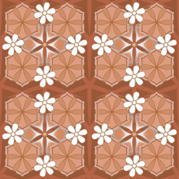 Trendy Seamless Flower Pattern Маленькие Песчаные Цветы Оранжевого Бежевого Коричневого — стоковый вектор