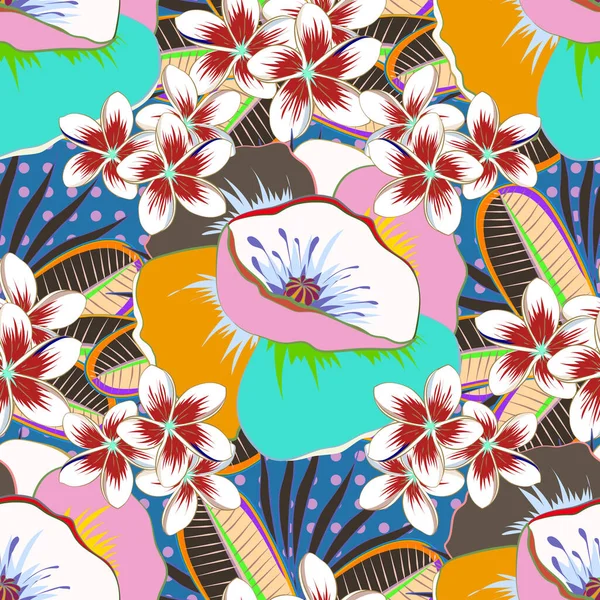 Prachtige Aquarel Bloemen Heldere Schilderij Geïnspireerd Bloem Print Vector Naadloos — Stockvector