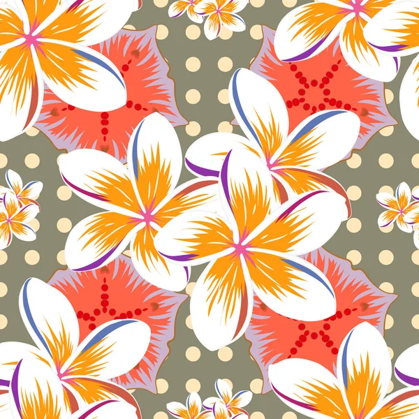 Papel Primavera Con Flores Abstractas Lindas Colores Naranja Rojo Patrón — Archivo Imágenes Vectoriales