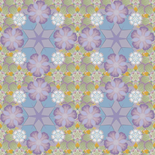 Flower Seamless Pattern Blue Beige Yellow Colors — Stock Vector
