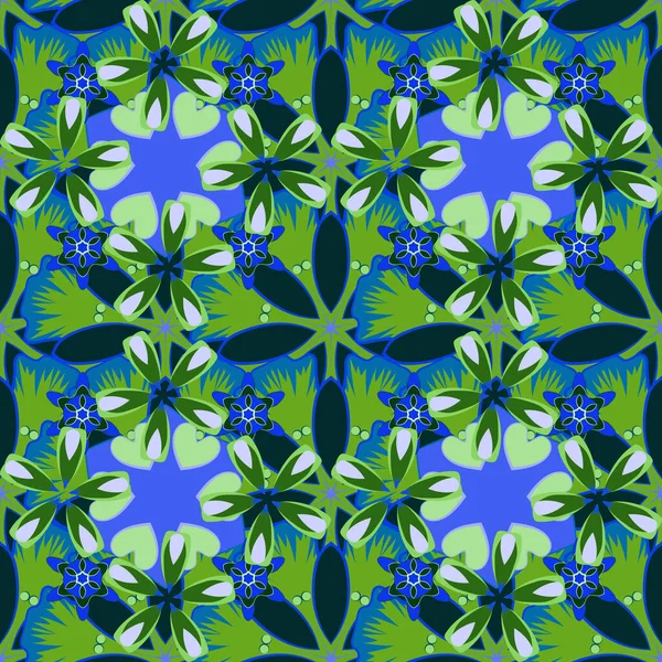 Aquarel Bloemenpatroon Groene Blauwe Kleuren Romantische Achtergrond Voor Webpagina Uitnodigingen — Stockvector