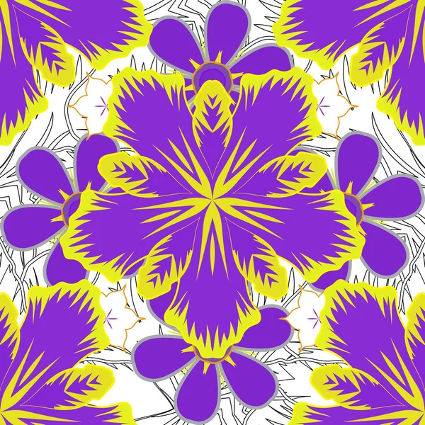 Texture Violette Jaune Violette Motif Vectoriel Sans Couture Avec Ornement — Image vectorielle