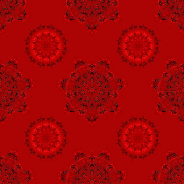 Roten Und Schwarzen Farben Ikat Damast Nahtlose Muster Hintergrundfliese Vektorillustration — Stockvektor