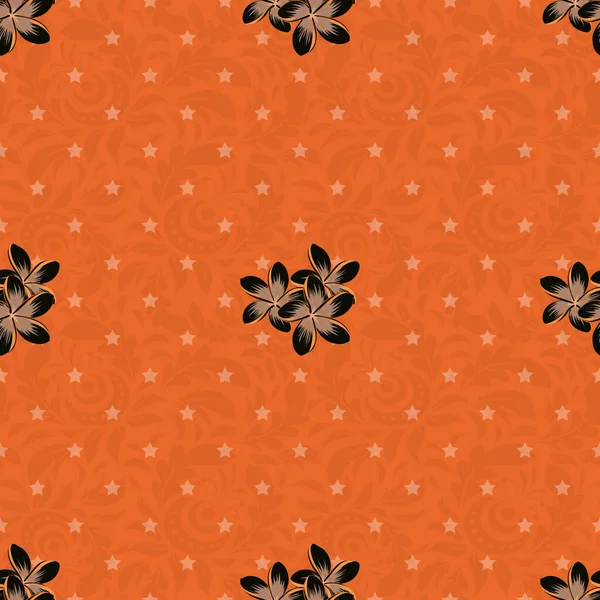 Vector Illustratie Naadloos Patroon Met Leuke Plumeria Bloemen Oranje Grijze — Stockvector