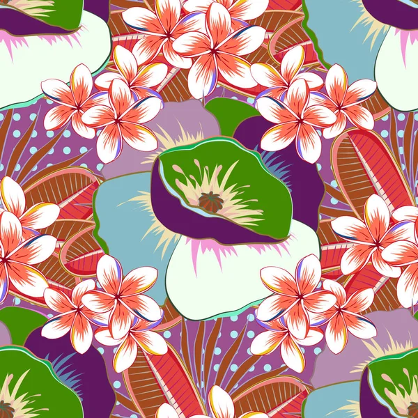 Patrón Vector Sin Costuras Sobre Fondo Púrpura Fondo Floral — Archivo Imágenes Vectoriales