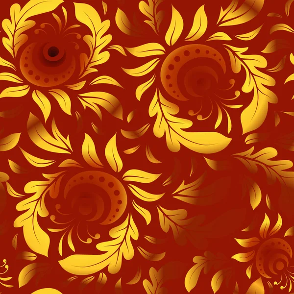 Ornamental Patter Orange Red Yellow Colors Vector Seamless Damask Pattern — Stock Vector