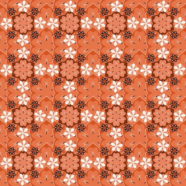 전통적 솔기없는 페이즐리 패턴입니다 래스터 솔기가없는 무늬와 페이즐리 것이다 주황색 — 스톡 벡터