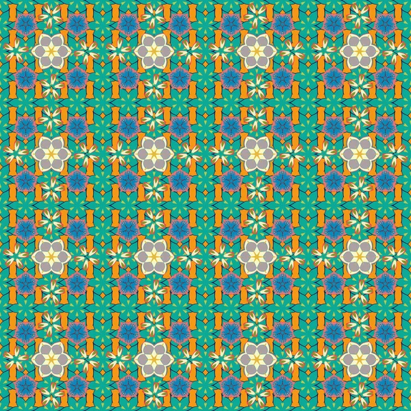 Nahtloser Rasterschmuck Modernes Geometrisches Nahtloses Muster Mit Braunen Blauen Und — Stockvektor