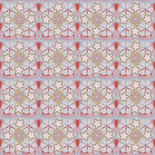 Απρόσκοπτη Σχέδιο Λουλουδιών Στυλιζαρισμένα Λουλούδια Μπεζ Γκρι Και Ροζ Χρώματα — Διανυσματικό Αρχείο