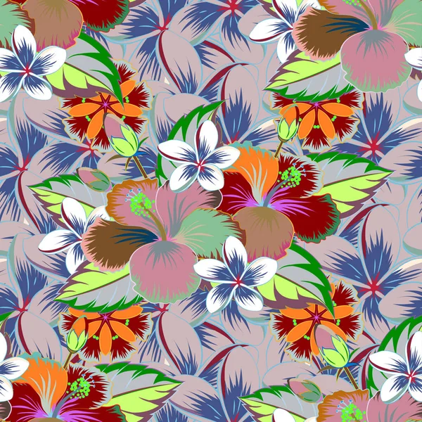 Bezproblémový Vzor Modrými Zelenými Květy Květinová Akvarel Bezešvné Pozadí Vektorový — Stockový vektor