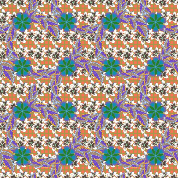 Ilustración Vectorial Patrón Floral Sin Costuras Lindas Flores Colores Azul — Archivo Imágenes Vectoriales