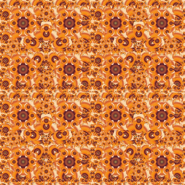 ベクトル高級モトリーパターン オレンジ ベージュ ブラウンのシームレスなパターン — ストックベクタ