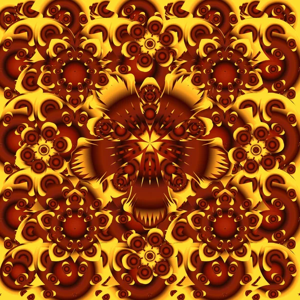 Patrón Tribal Abstracto Sin Costuras Colores Rojo Marrón Amarillo Ilustración — Archivo Imágenes Vectoriales