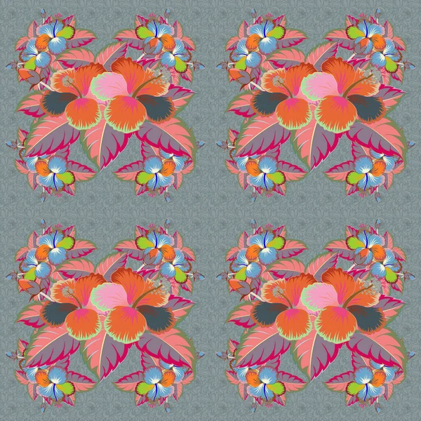 Vector Illustration Soft Watercolor Flower Print Seamless Pattern Pink Brown — Stock Vector