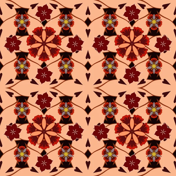 Motif Vectoriel Sans Couture Avec Des Fleurs Des Feuilles Couleurs — Image vectorielle