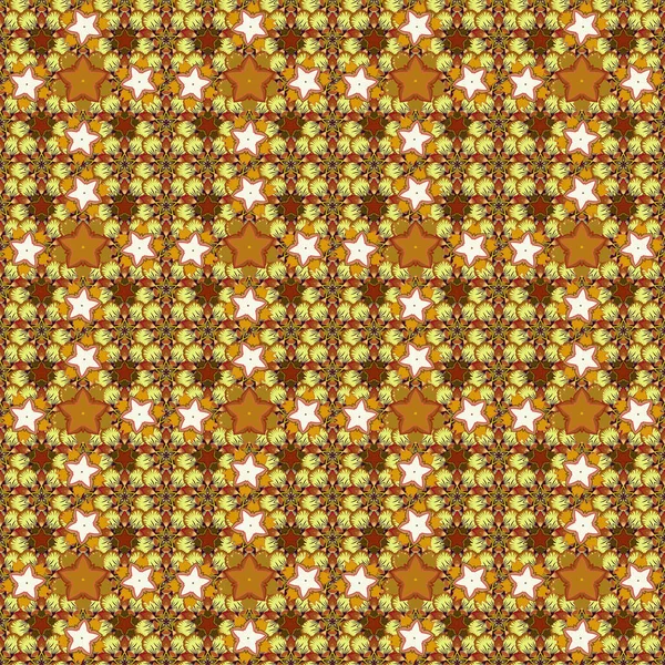 Decoración Para Tela Textil Interior Colores Amarillo Naranja Marrón Ilustración — Vector de stock