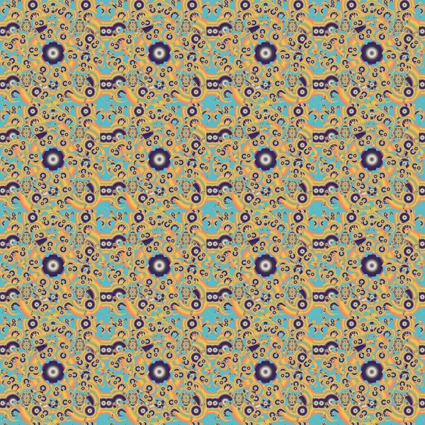 Fond Sans Couture Vectoriel Ornement Bleu Jaune Vert Motifs Colorés — Image vectorielle