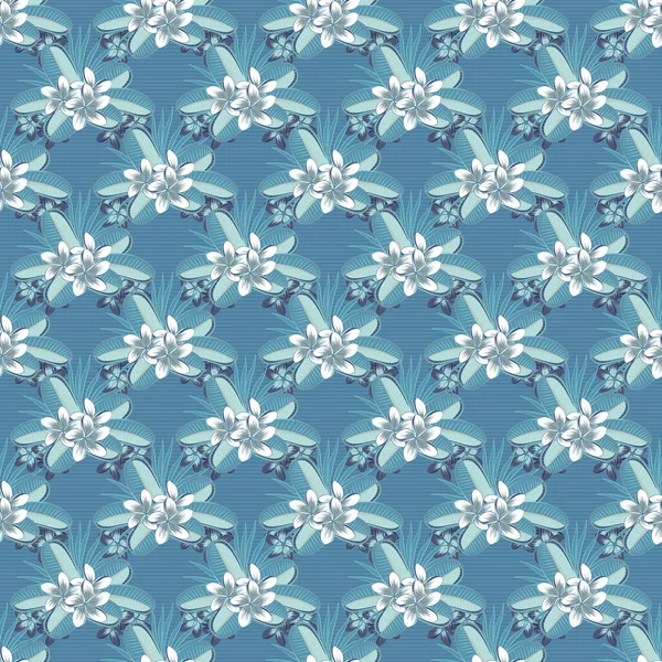 青い色のシームレスな花柄 ベクトルチューピアの花のシームレスなパターン — ストックベクタ