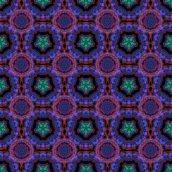 Motif Étoilé Aux Couleurs Bleu Violet Violet Avec Ornement Vintage — Image vectorielle