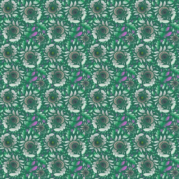 ベクトル壁紙 紫と緑の色のロープシームレスタイフィッシュネットダマスクパターン — ストックベクタ