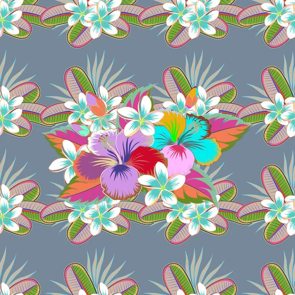 Vintage Vector Floral Patrón Sin Costuras Colores Azul Marrón — Vector de stock