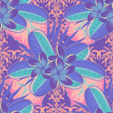 Kahverengi, gri ve mavi renklerde, şirin çiçekli kusursuz desenler. Çiçek arka planı.