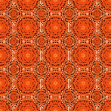 Kırmızı, kahverengi ve turuncu renklerde süslü konuşmalar. Vektörsüz damaske deseni, klasik duvar kağıdı, arkaplan.