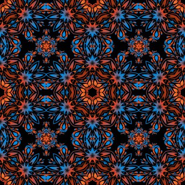 Çiçek süsü. Kusursuz bir arka plan. Renkli desenler antika.