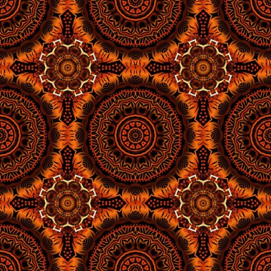 Sarı, kırmızı ve kahverengi desenli şal desenli duvar kağıdı. Kusursuz arka plan, grunge tarzı. Vektör illüstrasyonu.