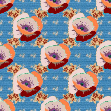 Optik yanılsama. İç tasarım, baskı, web ve tekstil tasarımı için iyi bir tasarım. Pembe ve bej renkli çiçeklerin kusursuz dokusu..