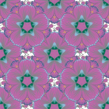 Mor, mavi ve gri dokular. Soyut karman çorman süslemesi olan kusursuz vektör deseni.