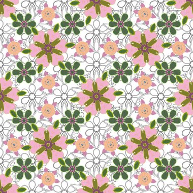 Mavi, mor ve yeşil tekrarlayan elementlerle kusursuz soyut desen. Oriental vektör klasik desen.