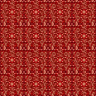 Damask 'ta pembe, kırmızı ve turuncu renklerde çiçek deseni var. Vektör illüstrasyonu.