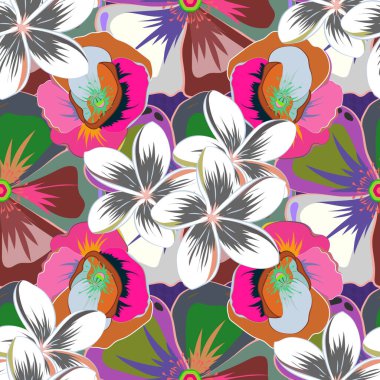 Motley pürüzsüz desen. Vektör soyut çiçek arkaplanı. Güzel bir çiçek desenli..