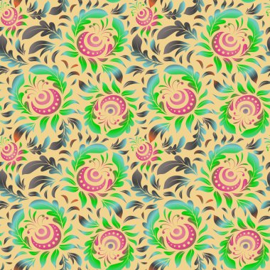 Retro dikişsiz antika şekilli akanthus. Gri, pembe ve turuncu klasik barok süsü. Vektör çizimi. Dekoratif tasarım unsuru filigran kaligrafi.