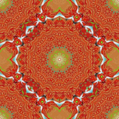 Vektör çizimi. Şatafatlı klasik süs, duvar kağıtları, baskı, tekstil veya kumaş için kraliyet Victoria dönemi dokusu. Yeşil, turuncu ve sarı renklerde barok klasik kumaş deseni..