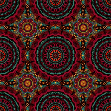 Vektör kesme kağıt dantel dokusu, siyah arkaplan üzerinde çok renkli tül, girintisiz desen.