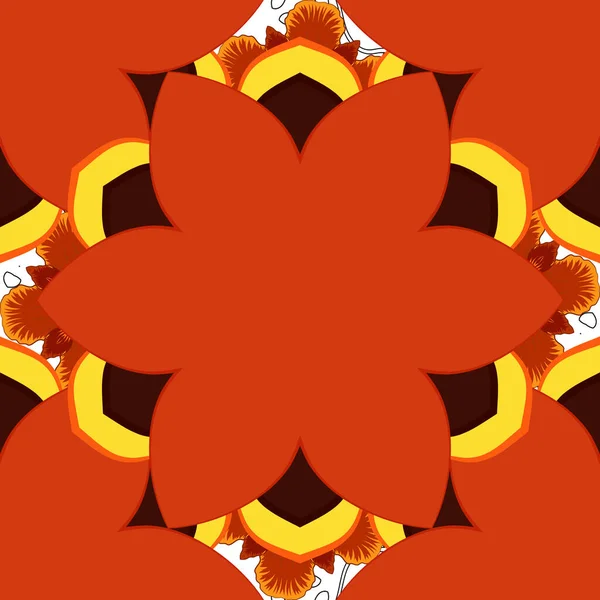 Nahtloses Muster Mit Niedlichen Blumen Den Farben Rot Orange Und — Stockvektor