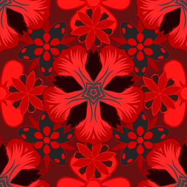 Tapete Barocken Nahtlosen Vektorhintergrund Roten Und Schwarzen Farben Florales Nahtloses — Stockvektor