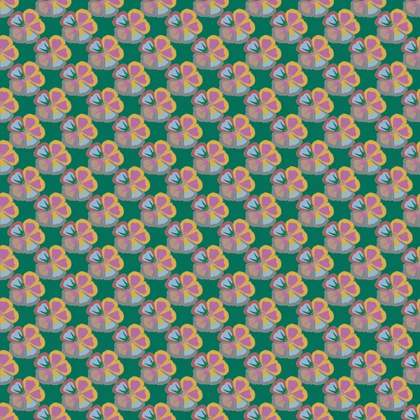 复古纺织品设计系列 1950年代至1960年代的主题 秋天的颜色手绘花卉成分的无缝矢量图案 带有黄色 绿色和粉色宇宙花朵的丝巾 — 图库矢量图片